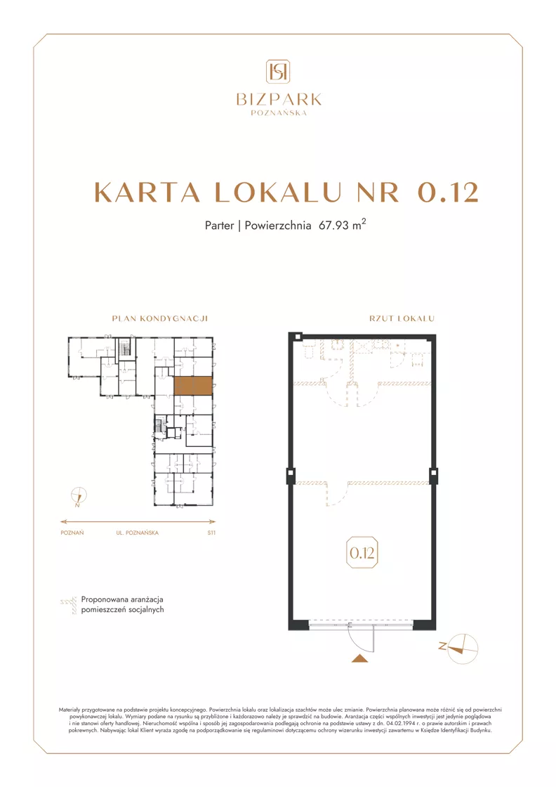 Lokal użytkowy 67,93 m², oferta nr 0.12, Bizpark Poznańska, Skórzewo, ul. Poznańska