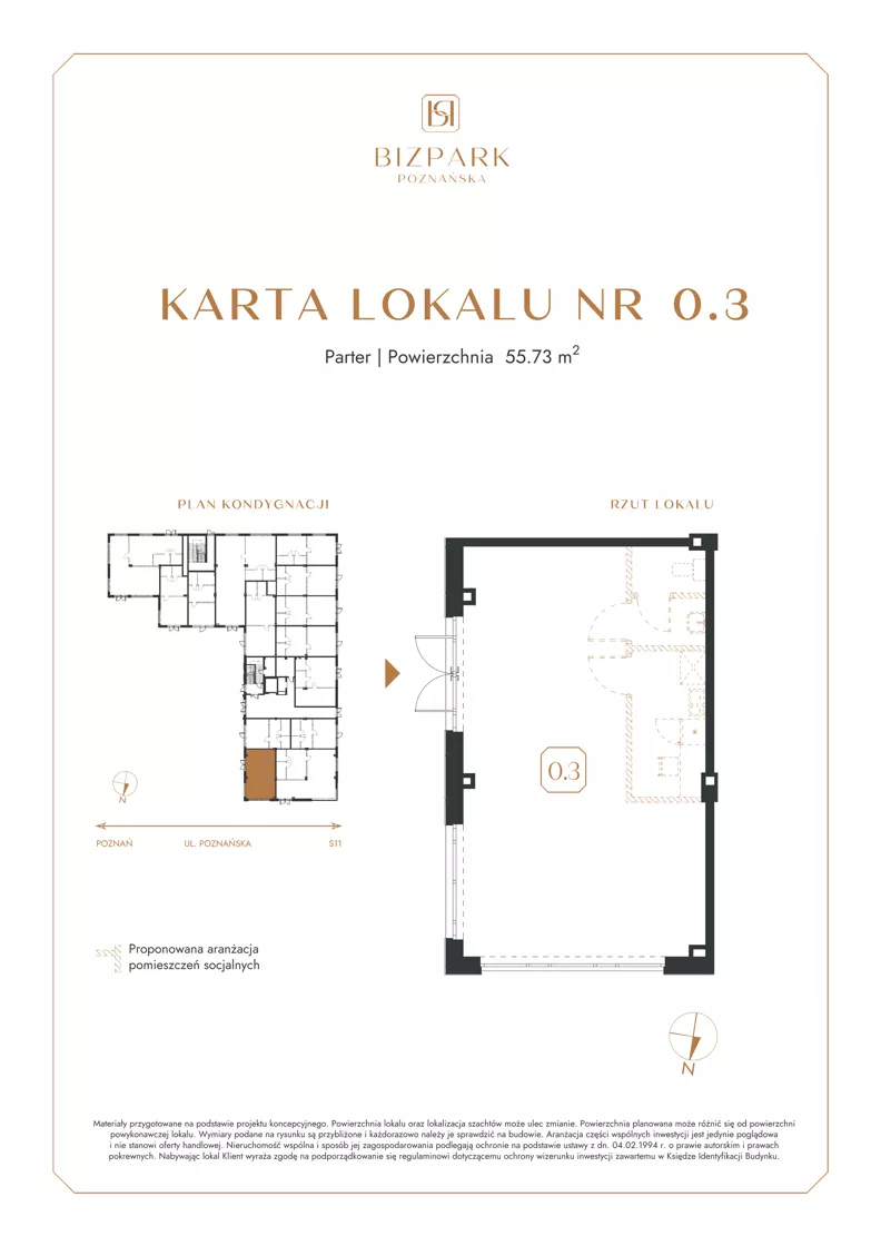 Lokal użytkowy 55,73 m², oferta nr 0.3, Bizpark Poznańska, Skórzewo, ul. Poznańska