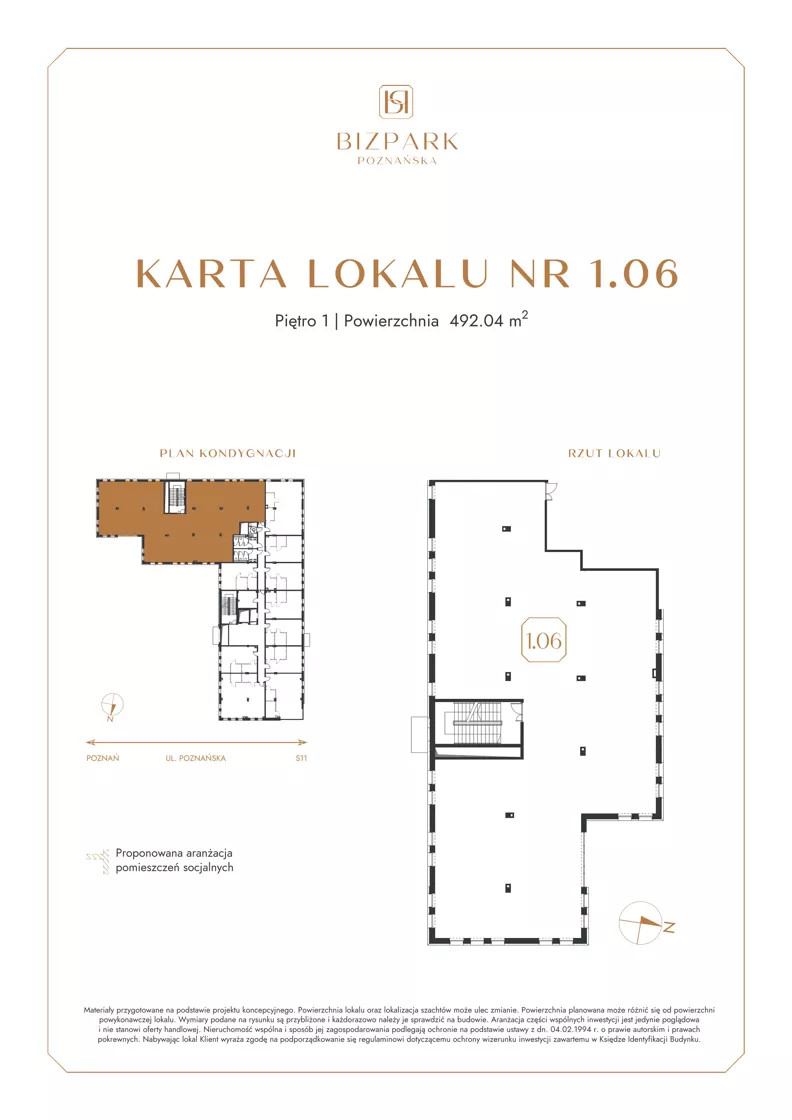 Lokal użytkowy 492,04 m², oferta nr 1.6, Bizpark Poznańska, Skórzewo, ul. Poznańska