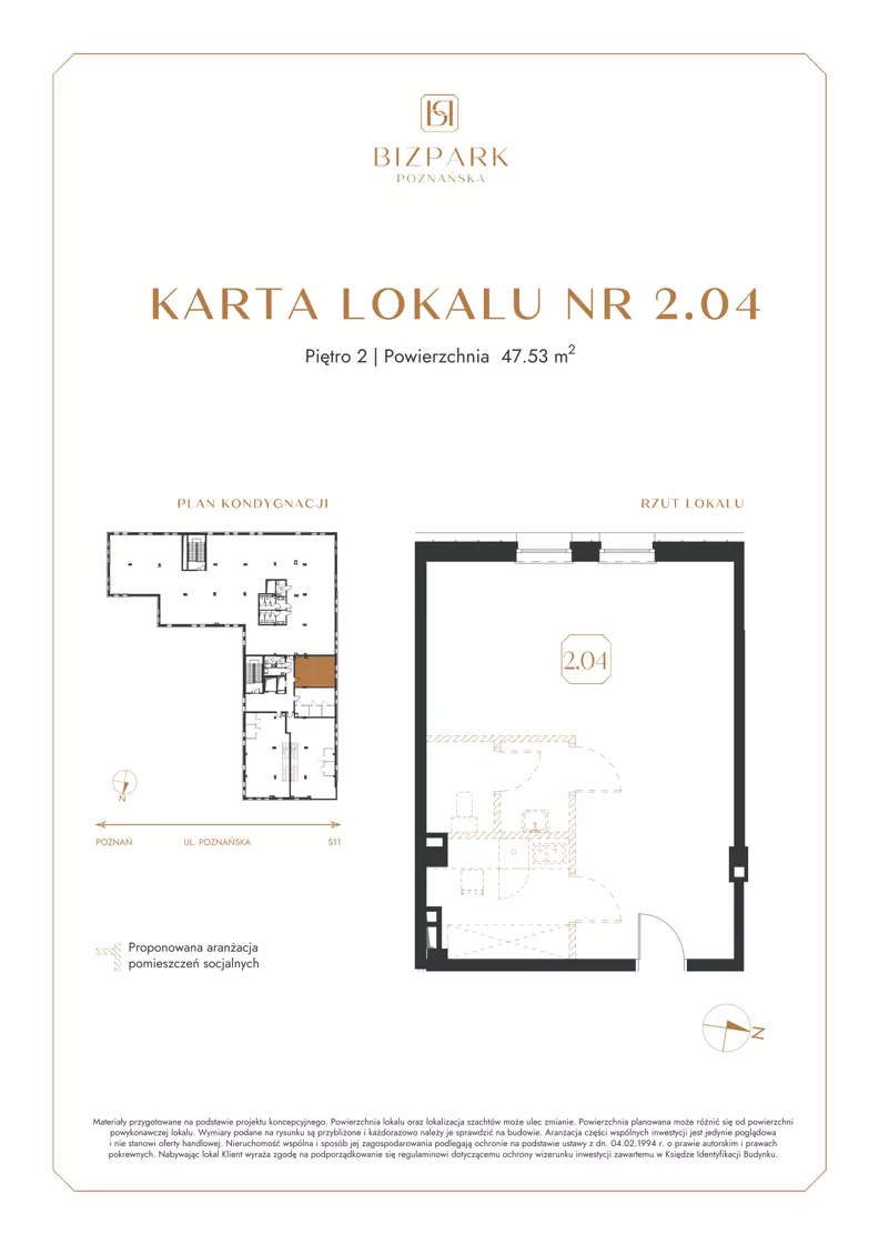 Lokal użytkowy 47,53 m², oferta nr 2.4, Bizpark Poznańska, Skórzewo, ul. Poznańska