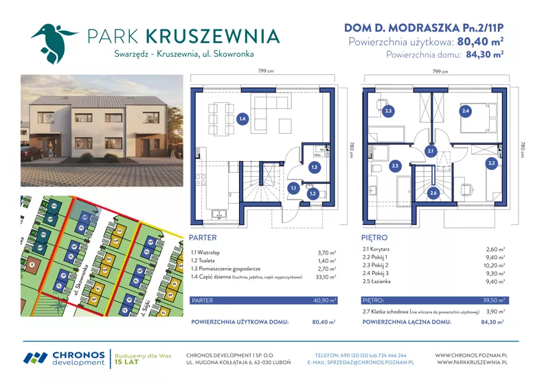 Dom 80,40 m², oferta nr Pn.2/11P, Park Kruszewnia etap 3, Kruszewnia, ul. Białowieska