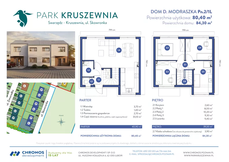Dom 80,40 m², oferta nr Pn.2/1L, Park Kruszewnia etap 3, Kruszewnia, ul. Białowieska
