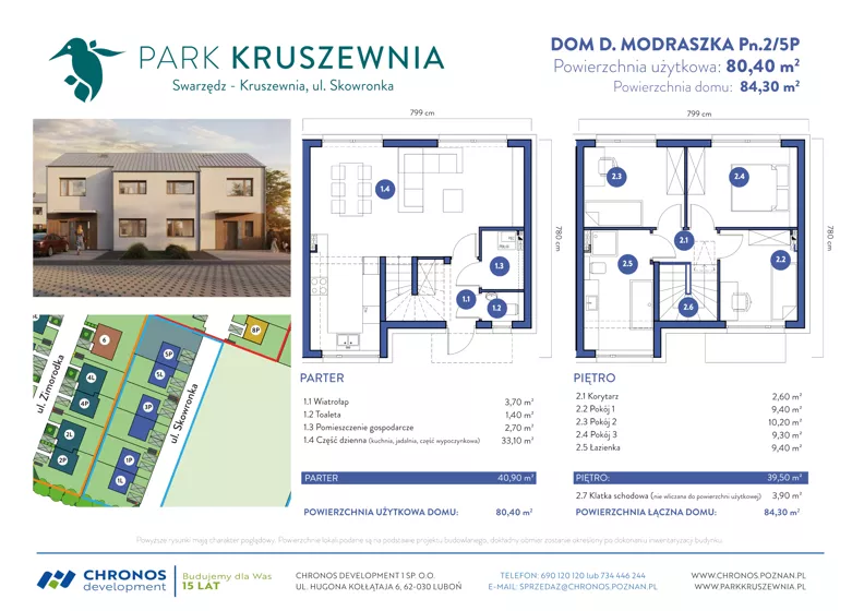 Dom 80,40 m², oferta nr Pn.2/5P, Park Kruszewnia etap 3, Kruszewnia, ul. Białowieska