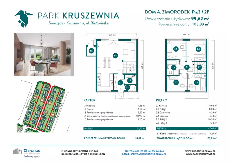 Dom 99,62 m², oferta nr A/Pn.3/2P, Park Kruszewnia, Kruszewnia, ul. Białowieska