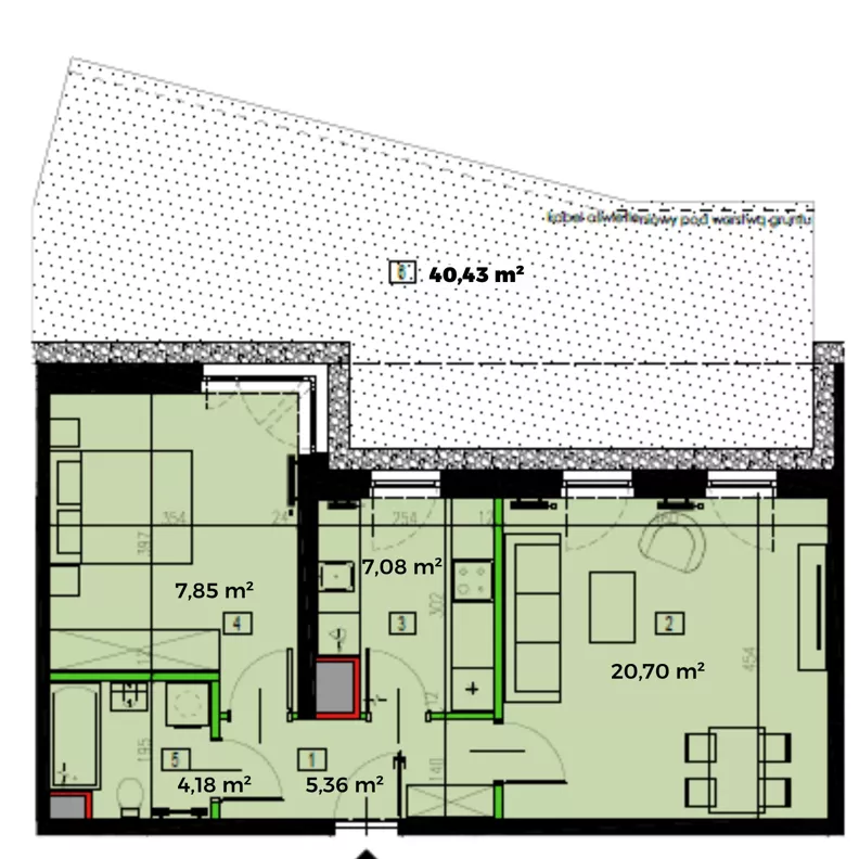 2 pokoje, apartament 52,47 m², parter, oferta nr L0/K3/02, Wybrzeże Reymonta 3, Wrocław, Kleczków, Psie Pole, ul. Władysława Reymonta