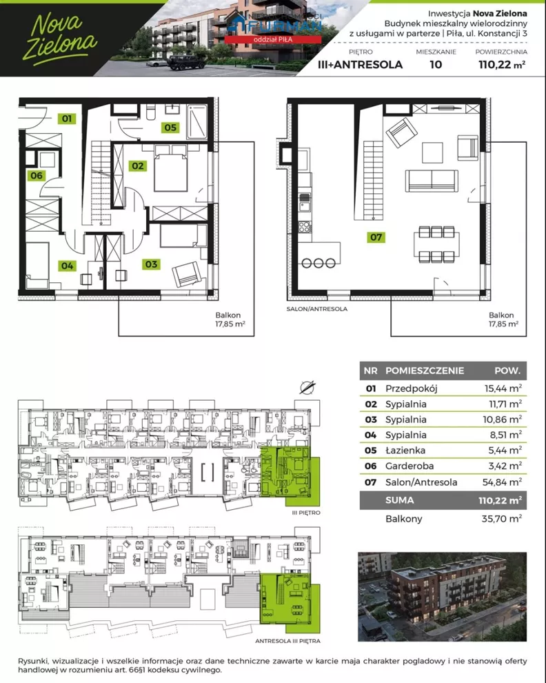 4 pokoje, mieszkanie 110,22 m², piętro 3, oferta nr , FRP-MS-199738, Piła