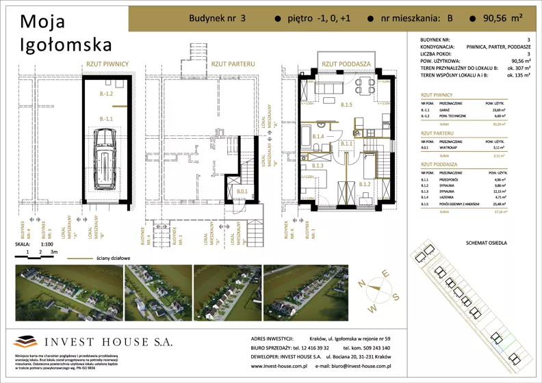 3 pokoje, mieszkanie 60,27 m², piętro 1, oferta nr D3-M6/B, Moja Igołomska - mieszkania , Kraków, Nowa Huta, Ruszcza, ul. Igołomska 59