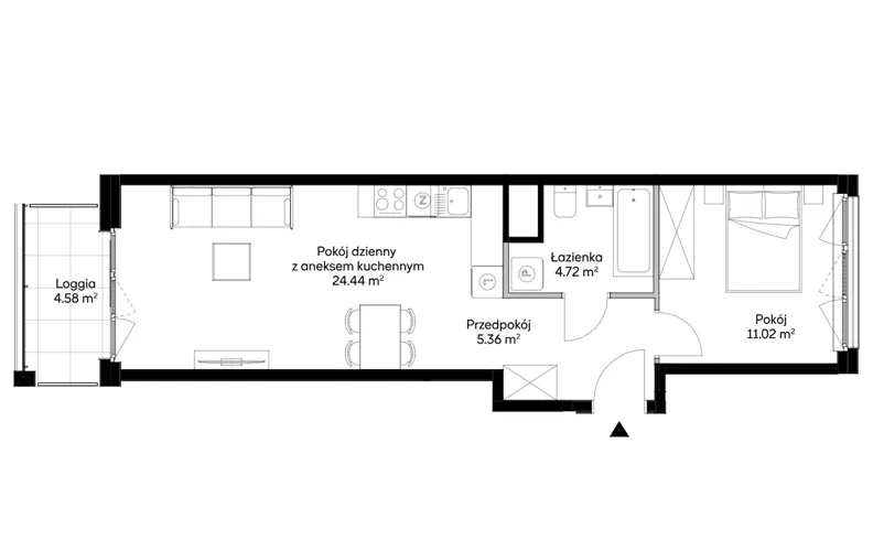 2 pokoje, mieszkanie 45,54 m², piętro 7, oferta nr 1BD0704, Awangarda Mogilska, Kraków, Prądnik Czerwony, Rakowice, ul. Mogilska 126