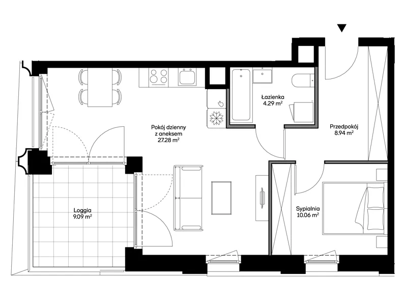2 pokoje, mieszkanie 50,57 m², piętro 5, oferta nr A0505, Mazowiecka 21, Kraków, Krowodrza, Łobzów, Mazowiecka 21