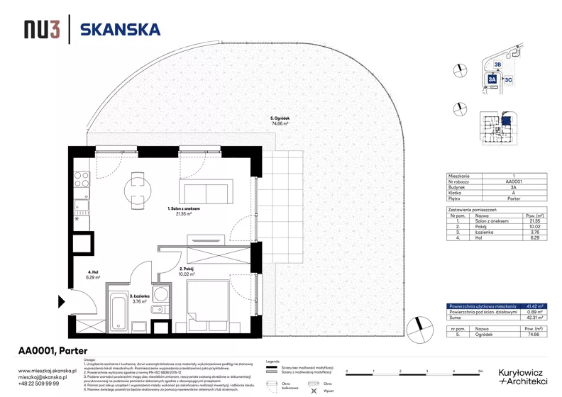 2 pokoje, mieszkanie 41,42 m², parter, oferta nr AA0001, NU3 Warszawa Wola, Warszawa, Wola, Czyste, ul. Kolejowa