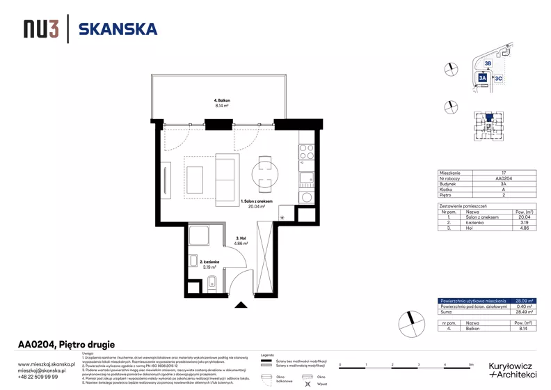 1 pokój, mieszkanie 28,09 m², piętro 2, oferta nr AA0204, NU3 Warszawa Wola, Warszawa, Wola, Czyste, ul. Kolejowa
