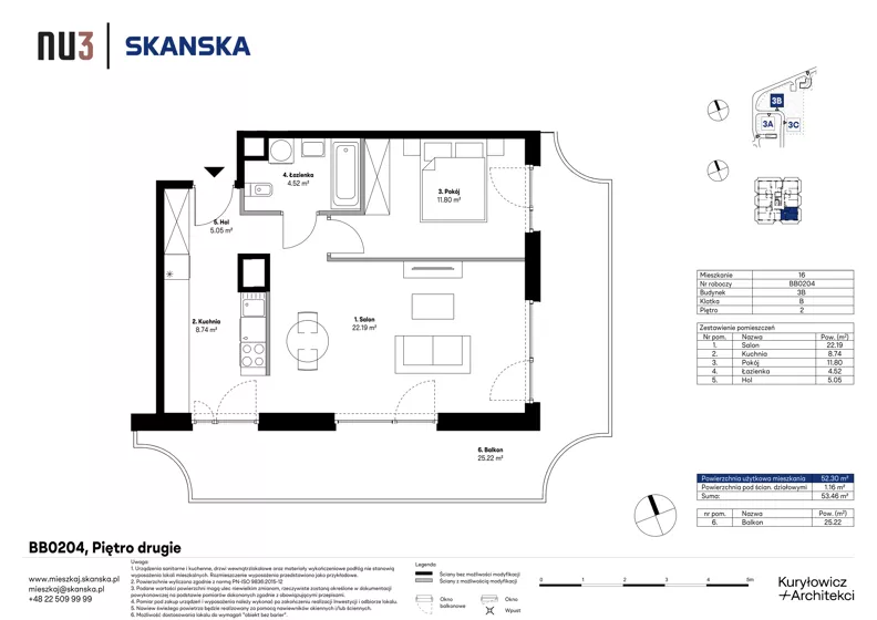 2 pokoje, mieszkanie 52,30 m², piętro 2, oferta nr BB0204, NU3 Warszawa Wola, Warszawa, Wola, Czyste, ul. Kolejowa