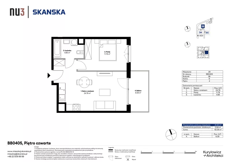 2 pokoje, mieszkanie 41,22 m², piętro 4, oferta nr BB0405, NU3 Warszawa Wola, Warszawa, Wola, Czyste, ul. Kolejowa