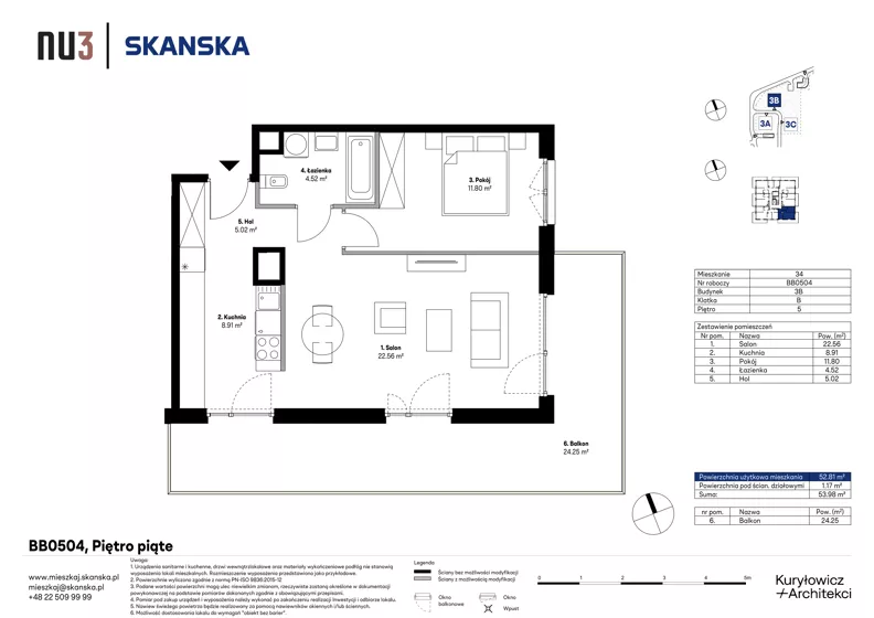 2 pokoje, mieszkanie 52,81 m², piętro 5, oferta nr BB0504, NU3 Warszawa Wola, Warszawa, Wola, Czyste, ul. Kolejowa