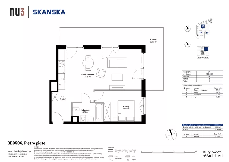 2 pokoje, mieszkanie 50,94 m², piętro 5, oferta nr BB0506, NU3 Warszawa Wola, Warszawa, Wola, Czyste, ul. Kolejowa