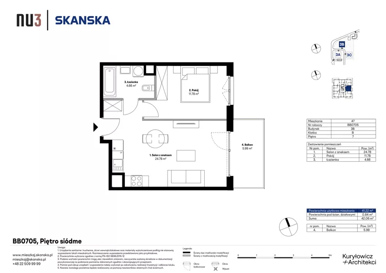 2 pokoje, mieszkanie 41,22 m², piętro 7, oferta nr BB0705, NU3 Warszawa Wola, Warszawa, Wola, Czyste, ul. Kolejowa