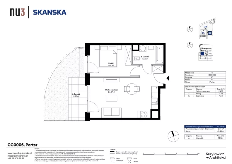 2 pokoje, mieszkanie 40,66 m², parter, oferta nr CC0006, NU3 Warszawa Wola, Warszawa, Wola, Czyste, ul. Kolejowa
