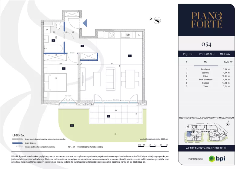 2 pokoje, apartament 52,81 m², parter, oferta nr PF-M-00.054, PianoForte, Warszawa, Mokotów, Sielce, ul. Zajączkowska 3