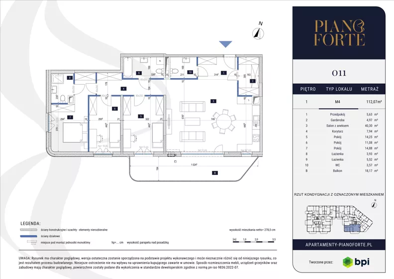 4 pokoje, apartament 112,07 m², piętro 1, oferta nr PF-M-01.011, PianoForte, Warszawa, Mokotów, Sielce, ul. Zajączkowska 3