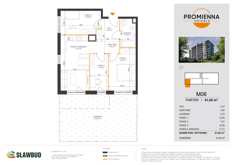 4 pokoje, mieszkanie 61,65 m², parter, oferta nr 6, Osiedle Promienna, Marki,  ul. Słoneczna 1C