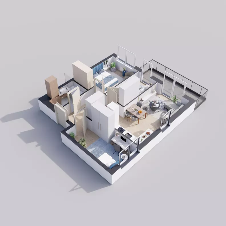 4 pokoje, mieszkanie 61,65 m², piętro 2, oferta nr 38, Osiedle Promienna, Marki, ul. Słoneczna 1C