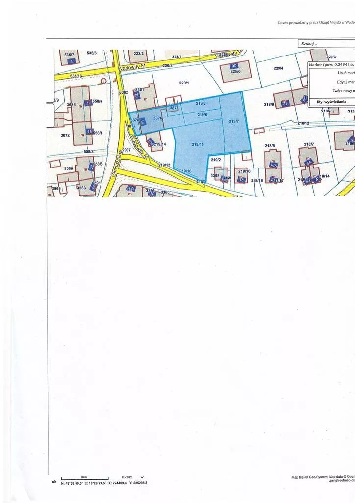 Działka 2 500,00 m², oferta nr , 45727/3186/OGS, Wadowice, M. Wadowity