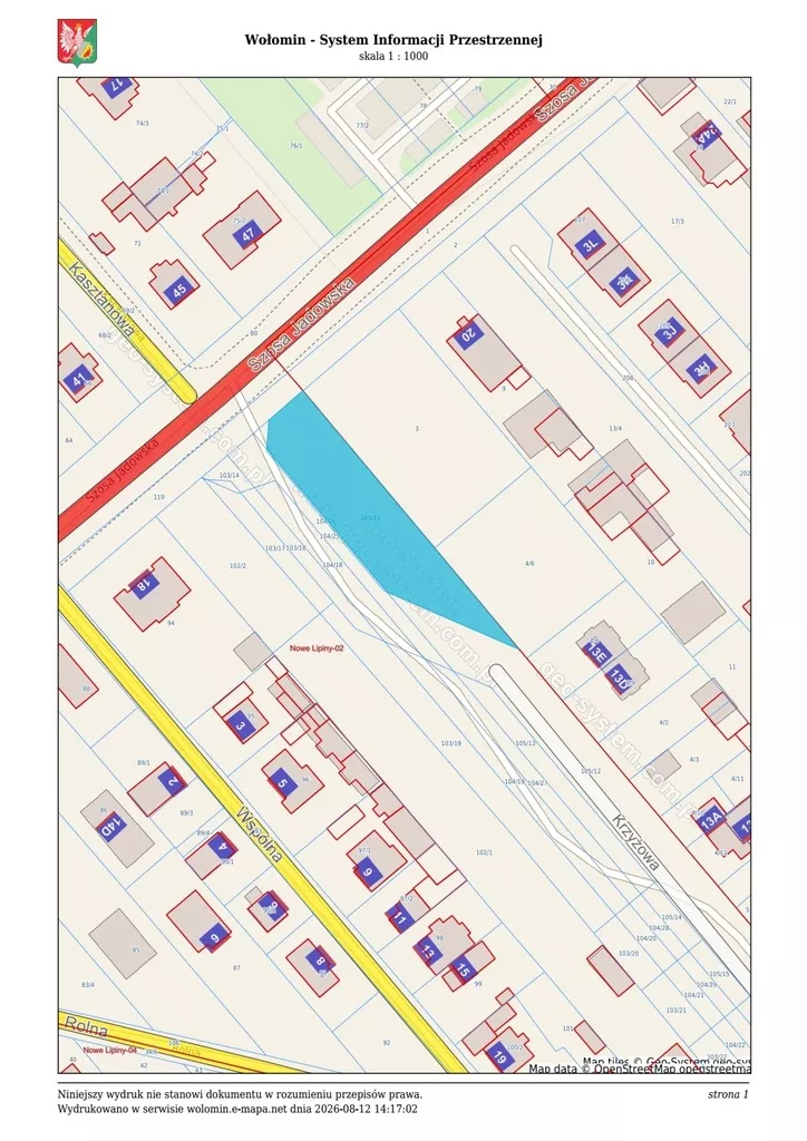 Działka 1 182,00 m², oferta nr , 45794/3186/OGS, Nowe Lipiny, Szosa Jadowska