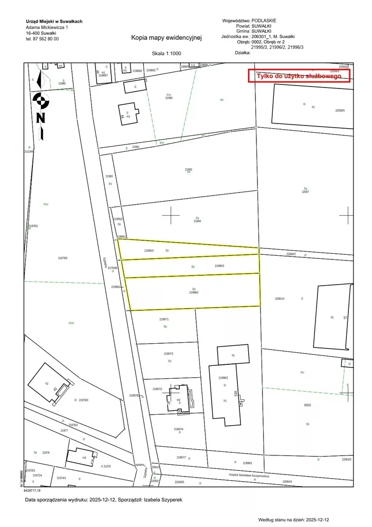 Działka 2 804,00 m², oferta nr , 46006/3186/OGS, Suwałki, Szpitalna