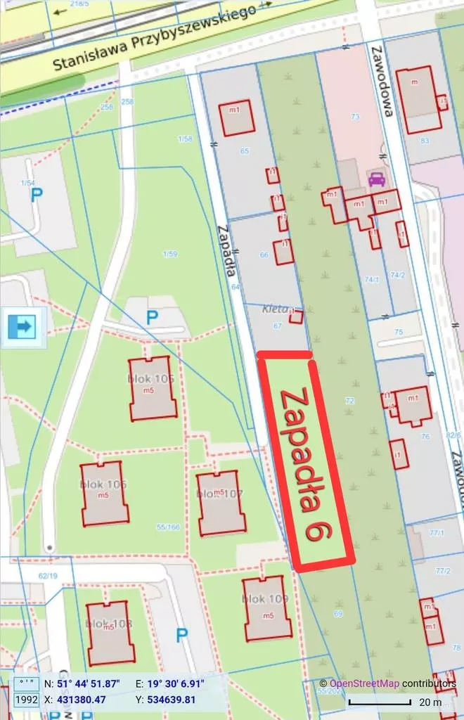 Działka 1 321,00 m², oferta nr , 45867/3186/OGS, Łódź, Zapadła