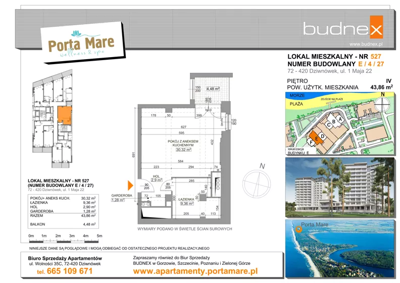 2 pokoje, apartament 43,86 m², piętro 4, oferta nr 527, Porta Mare Wellness & Spa, Dziwnówek, ul. Wolności