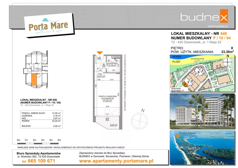 1 pokój, apartament 23,20 m², piętro 10, oferta nr 648, Porta Mare Wellness & Spa, Dziwnówek, ul. Wolności