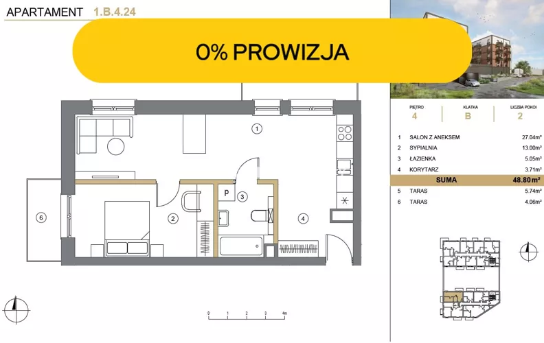 2 pokoje, mieszkanie 48,80 m², piętro 4, oferta nr , BS2-MS-307561-36, Wieliczka, Adama Asnyka