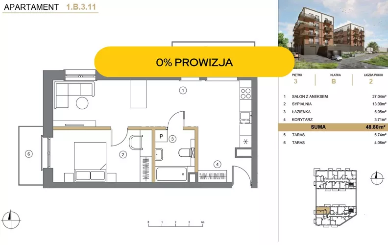 2 pokoje, mieszkanie 48,80 m², piętro 3, oferta nr , BS2-MS-307546-37, Wieliczka, Adama Asnyka