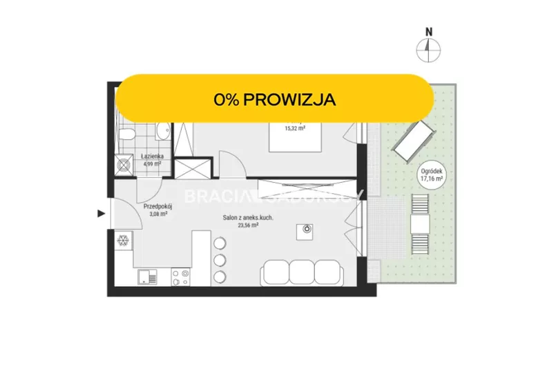 2 pokoje, mieszkanie 46,94 m², parter, oferta nr , BS2-MS-304719-47, Kraków, Podgórze, Rybitwy, Bukowa