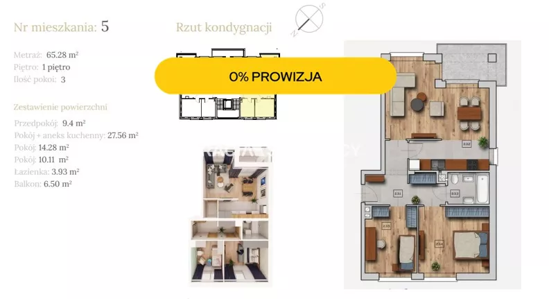 3 pokoje, mieszkanie 66,22 m², piętro 1, oferta nr , BS2-MS-304109-49, Wieliczka, Dębowa