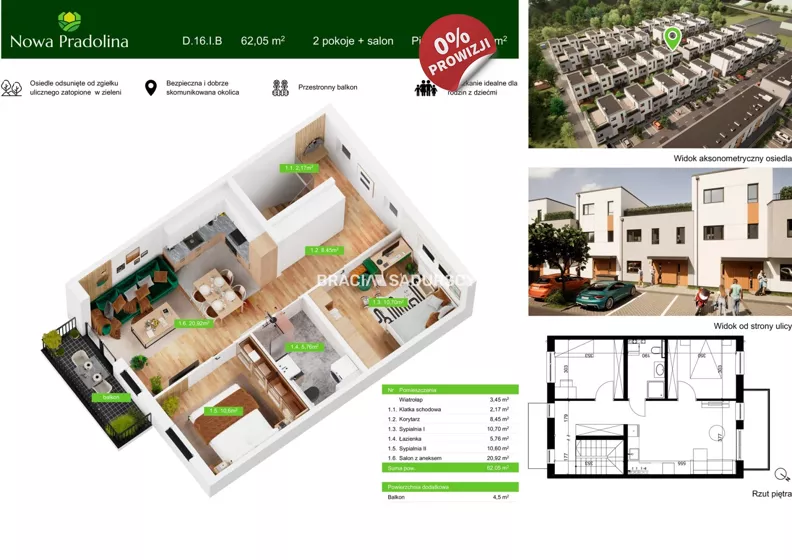 3 pokoje, mieszkanie 62,05 m², piętro 1, oferta nr , BS5-MS-310237-35, Tarnów, Zabłocie, Skrzyszowska