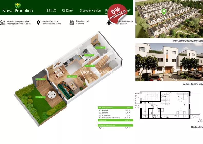 4 pokoje, mieszkanie 72,52 m², parter, oferta nr , BS5-MS-310220-35, Tarnów, Zabłocie, Skrzyszowska
