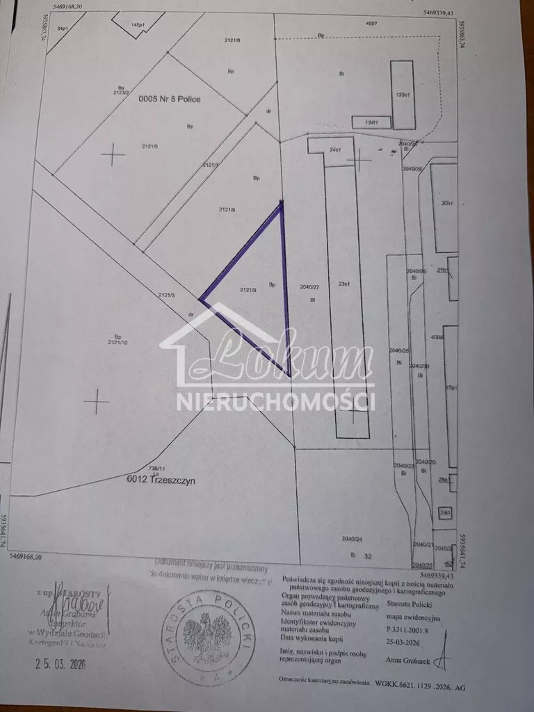Działka 1 261,00 m², oferta nr , LOK21721, Police