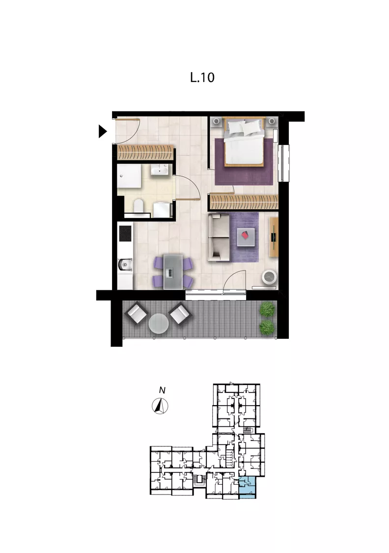 2 pokoje, apartament 38,54 m², parter, oferta nr L 10, Sunset Resort bud 302, Grzybowo, ul. Nadmorska 106