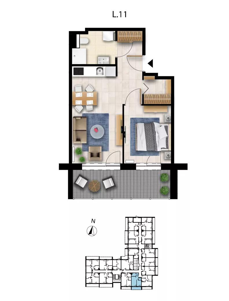 2 pokoje, apartament 40,57 m², parter, oferta nr L 11, Sunset Resort bud 302, Grzybowo, ul. Nadmorska 106