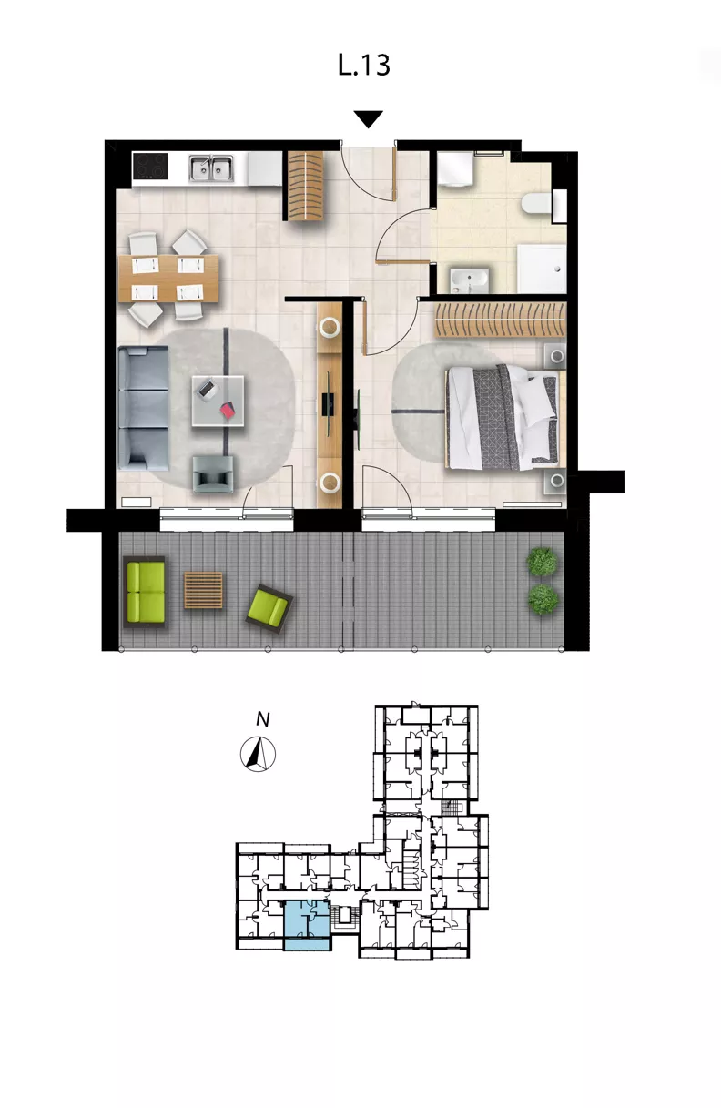 2 pokoje, apartament 45,66 m², parter, oferta nr L 13, Sunset Resort bud 302, Grzybowo, ul. Nadmorska 106