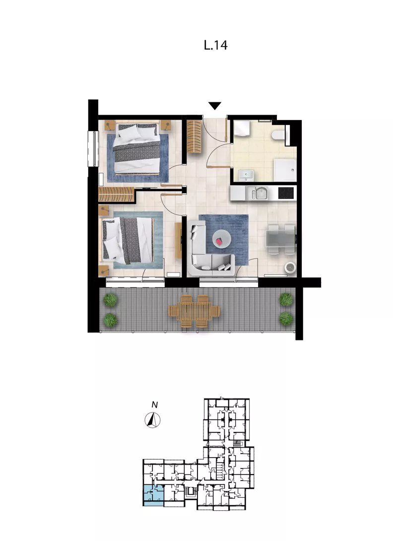 3 pokoje, apartament 45,24 m², parter, oferta nr L 14, Sunset Resort bud 302, Grzybowo, ul. Nadmorska 106