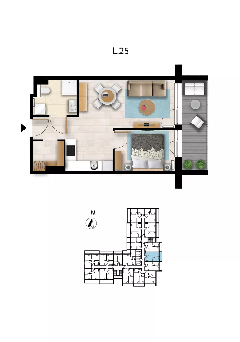 2 pokoje, apartament 38,28 m², piętro 1, oferta nr L 25, Sunset Resort bud 302, Grzybowo, ul. Nadmorska 106
