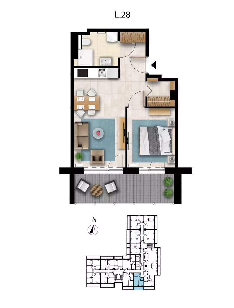 2 pokoje, apartament 40,37 m², piętro 1, oferta nr L 28, Sunset Resort bud 302, Grzybowo, ul. Nadmorska 106