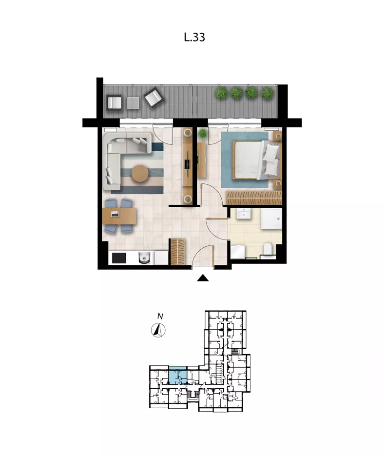 2 pokoje, apartament 43,47 m², piętro 1, oferta nr L 33, Sunset Resort bud 302, Grzybowo, ul. Nadmorska 106