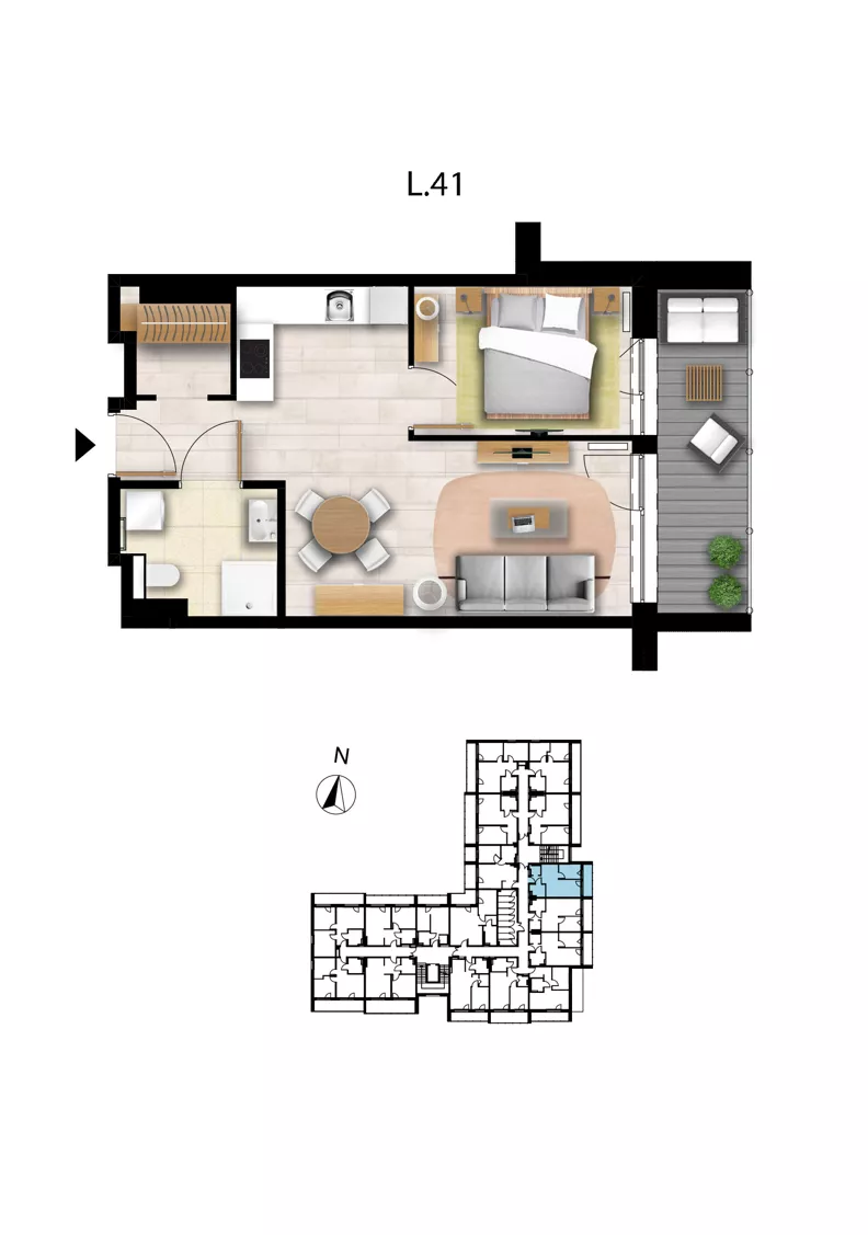 2 pokoje, apartament 37,85 m², piętro 2, oferta nr L 41, Sunset Resort bud 302, Grzybowo, ul. Nadmorska 106