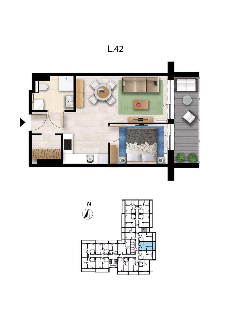 2 pokoje, apartament 38,14 m², piętro 2, oferta nr L 42, Sunset Resort bud 302, Grzybowo, ul. Nadmorska 106