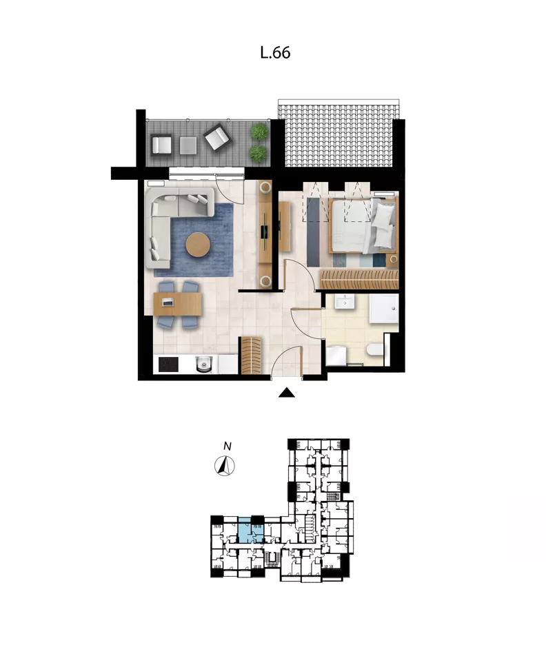 2 pokoje, apartament 37,45 m², piętro 3, oferta nr L 66, Sunset Resort bud 302, Grzybowo, ul. Nadmorska 106