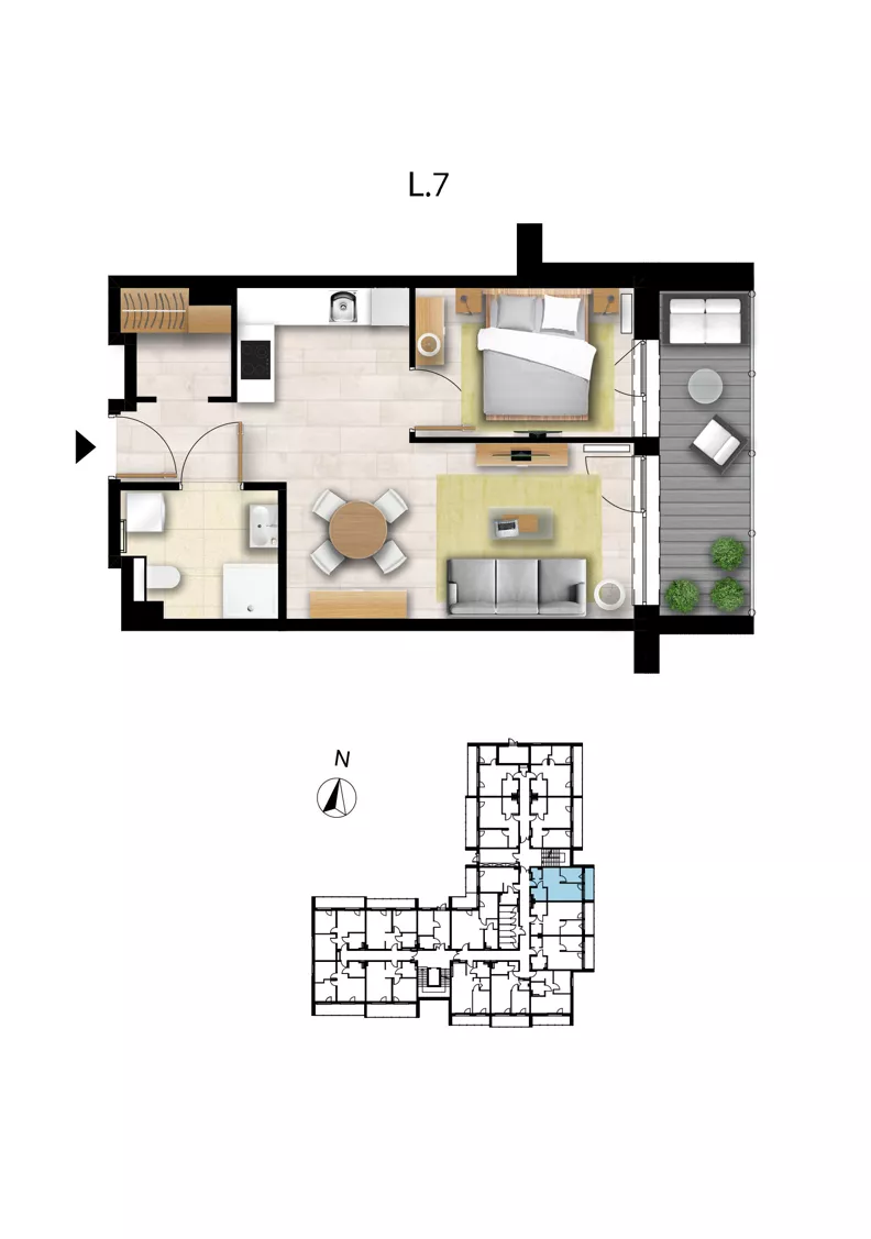 2 pokoje, apartament 38,17 m², parter, oferta nr L 7, Sunset Resort bud 302, Grzybowo, ul. Nadmorska 106