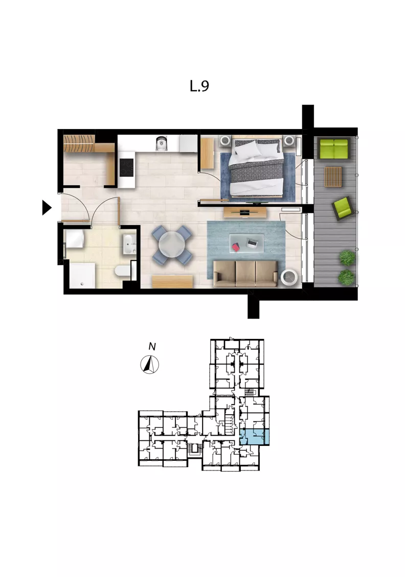 2 pokoje, apartament 38,47 m², parter, oferta nr L 9, Sunset Resort bud 302, Grzybowo, ul. Nadmorska 106